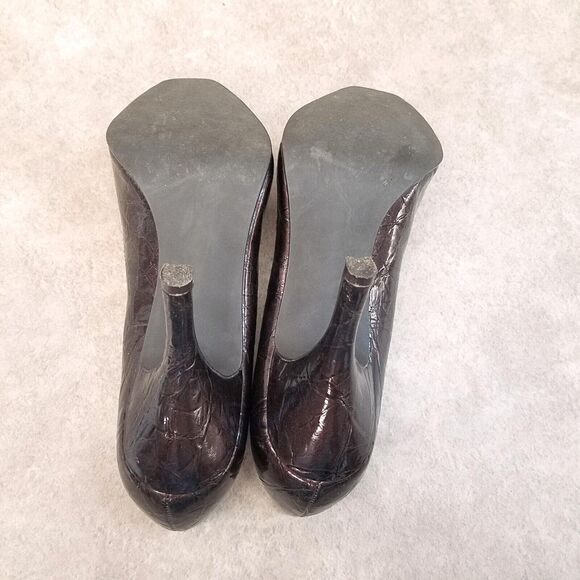 Rampage Womens Mystic Size 8 Brown Slip On Peep Toe 3.5" Heel Pumps - Picture 9 of 10